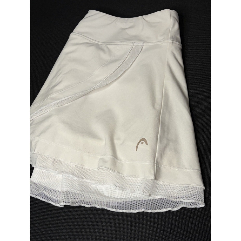 White  Medium Tennis/Pickleball skirt /Skort/HEAD/Lace/Toole Accent/Gold